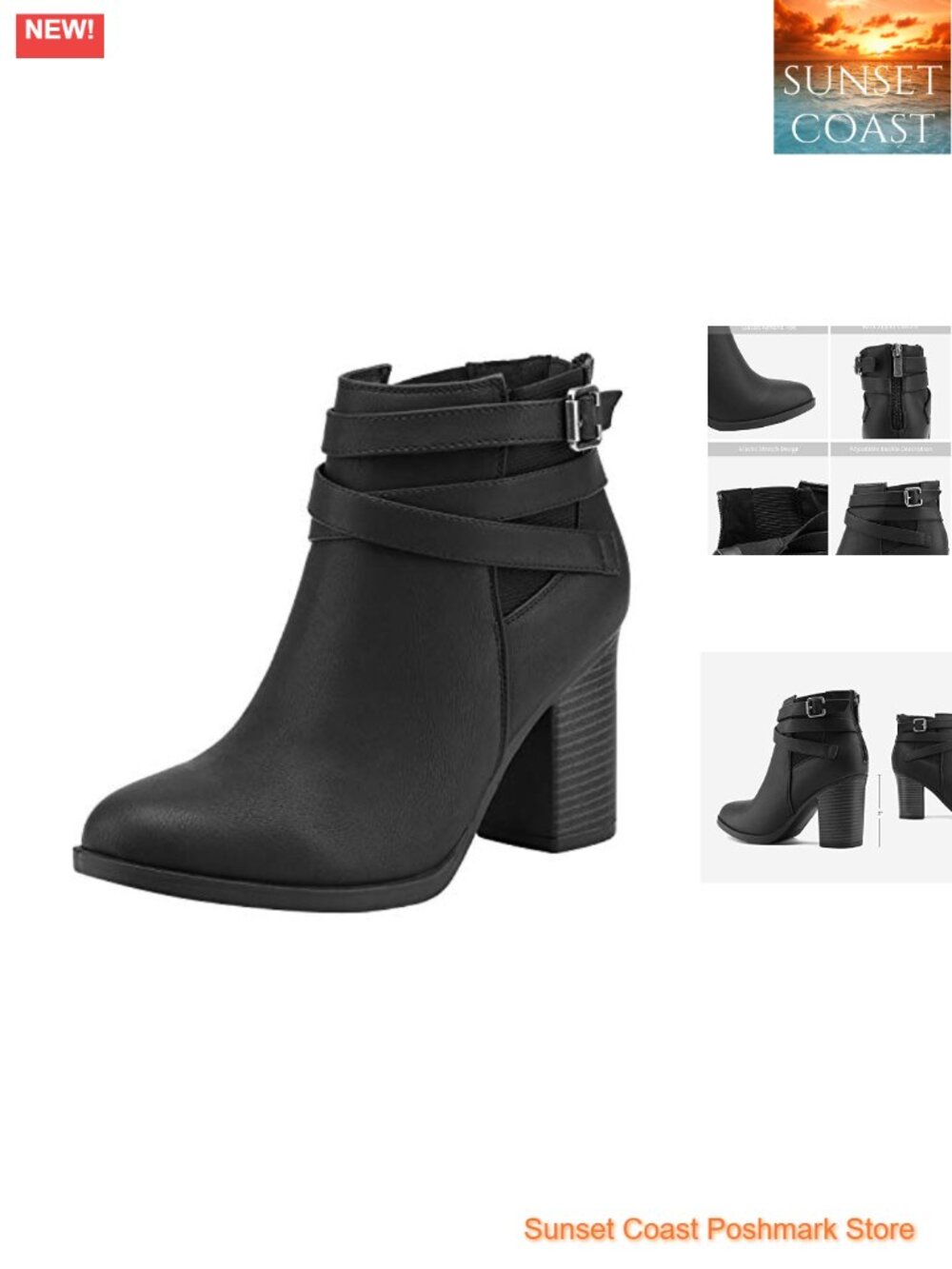 Women's Chunky High Heel Ankle Booties Faux Suede